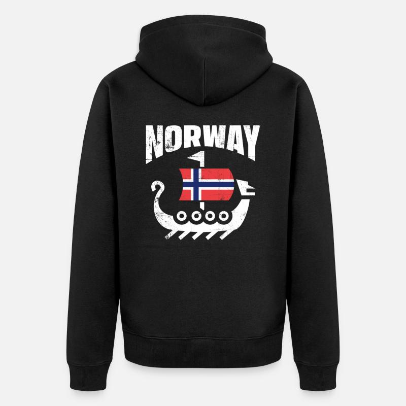 Norwegen - Unisex Premium Bio Zip Hoodie - Schwarz
