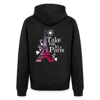 Paris - Unisex Premium Bio Zip Hoodie - Schwarz - Hinten - Nico (187cm)