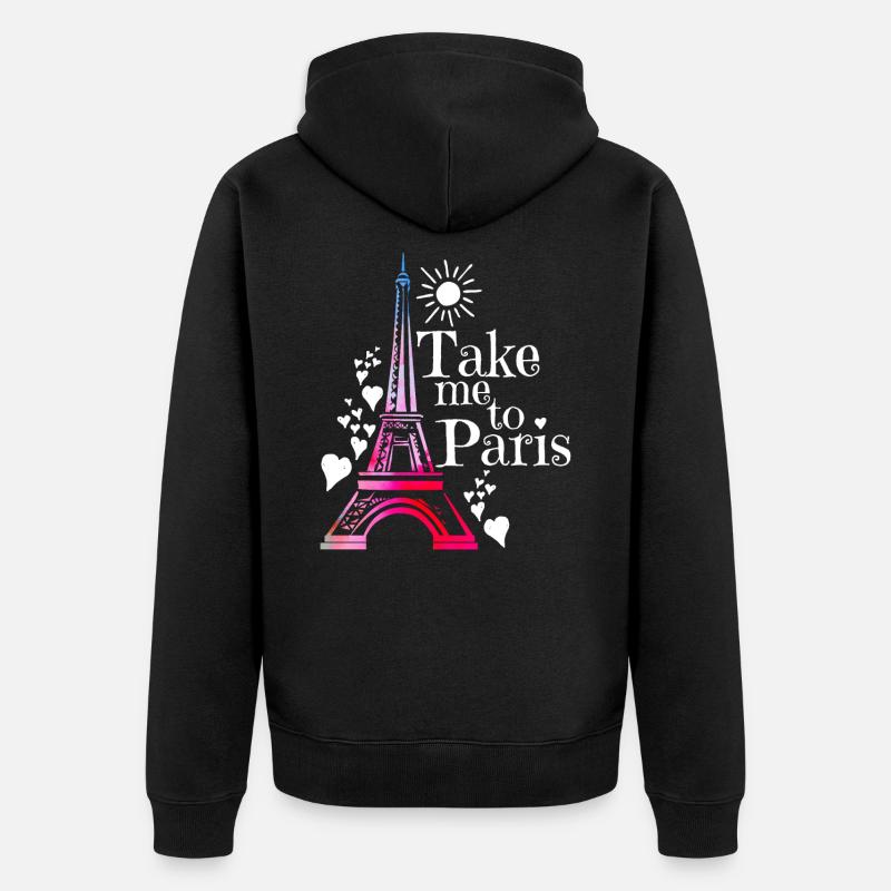 Paris - Unisex Premium Bio Zip Hoodie - Schwarz