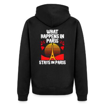 Paris - Unisex Premium Bio Zip Hoodie - Schwarz - Hinten - Nico (187cm)