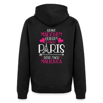Mallorca - Unisex Premium Bio Zip Hoodie - Schwarz - Hinten - Nico (187cm)