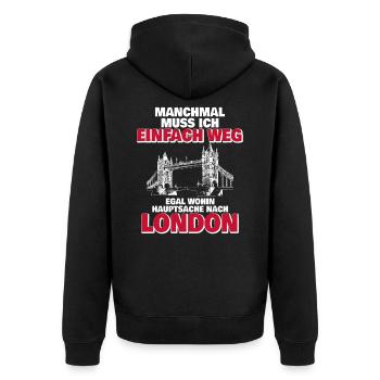 Londres - Veste à capuche bio Premium Unisexe - noir - Dos - Nico (187cm)