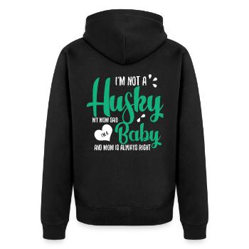 Husky - Unisex Premium Organic Zip Hoodie - black - Back - Nico (187cm)