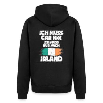 Irland - Unisex Premium Bio Zip Hoodie - Schwarz - Hinten - Nico (187cm)