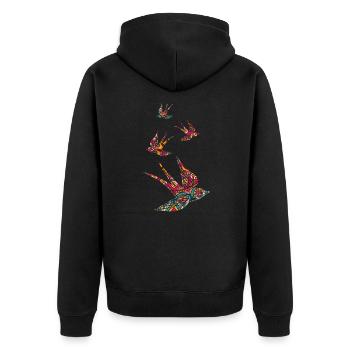 Hirondelle, oiseau, animal, cadeau, idée cadeau - Veste à capuche bio Premium Unisexe - noir - Dos - Nico (187cm)
