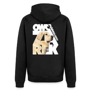 Owczarek Podhalanski I - Unisex Premium Bio Zip Hoodie - Schwarz - Hinten - Nico (187cm)