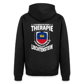 Liechtenstein - Unisex Premium Bio Zip Hoodie - Schwarz - Hinten - Nico (187cm)