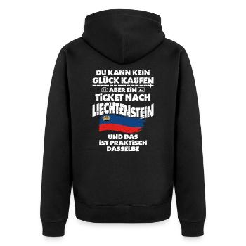 Liechtenstein - Unisex Premium Bio Zip Hoodie - Schwarz - Hinten - Nico (187cm)