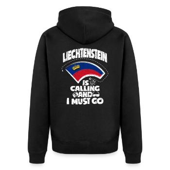 Liechtenstein - Unisex Premium Bio Zip Hoodie - Schwarz - Hinten - Nico (187cm)