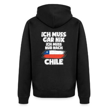 Chile - Unisex Premium Bio Zip Hoodie - Schwarz - Hinten - Nico (187cm)
