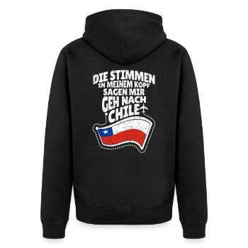 Chile - Unisex Premium Bio Zip Hoodie - Schwarz - Hinten - Nico (187cm)