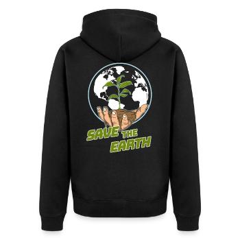 Journée mondiale de la terre pour la protection du climat - Veste à capuche bio Premium Unisexe - noir - Dos - Nico (187cm)