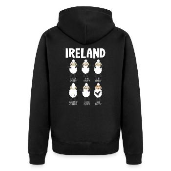 Irland - Unisex Premium Bio Zip Hoodie - Schwarz - Hinten - Nico (187cm)