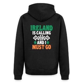 Irland - Unisex Premium Bio Zip Hoodie - Schwarz - Hinten - Nico (187cm)