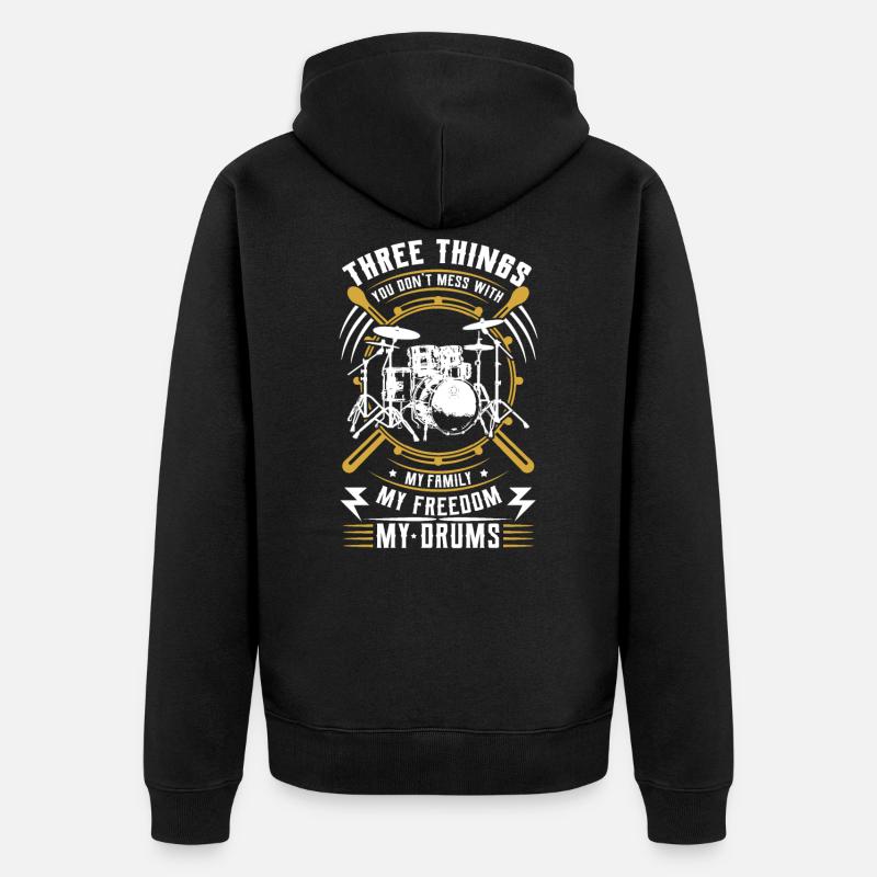 Drums - Unisex Premium Organic Zip Hoodie - black