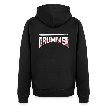 Drums - Unisex Premium Organic Zip Hoodie - black - Back - Nico (187cm)