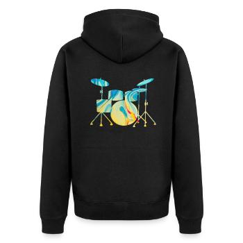 Drums - Unisex Premium Organic Zip Hoodie - black - Back - Nico (187cm)