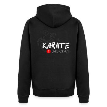 karate shotokan tiger kanji - Unisex Premium Organic Zip Hoodie - black - Back - Nico (187cm)