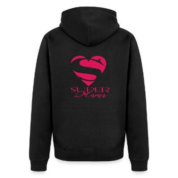 SUPERMAMA avec coeur disant pour un cadeau spécial - Veste à capuche bio Premium Unisexe - noir - Dos - Nico (187cm)