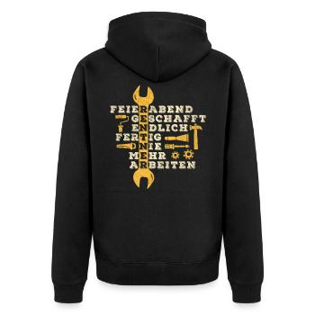 Rente Ruhestand Pension Geschenk Witzig Lustig - Unisex Premium Bio Zip Hoodie - Schwarz - Hinten - Nico (187cm)