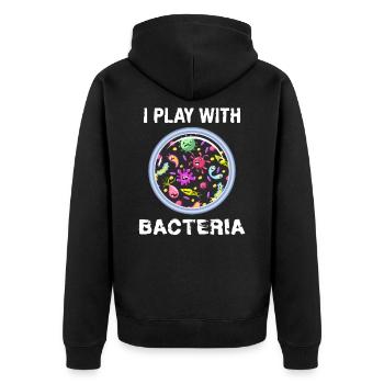 I Play With Bacteria Microbiology Laboratory Bacteria - Unisex Premium Organic Zip Hoodie - black - Back - Nico (187cm)