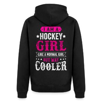 Hockey fille hockey fille femme enfant cadeau - Veste à capuche bio Premium Unisexe - noir - Dos - Nico (187cm)