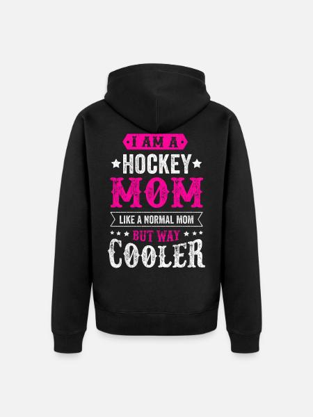 HOCKEY MOM jääkiekko äiti äiti vaimo lahja - Premium unisex luomu-huppari vetoketjulla - musta