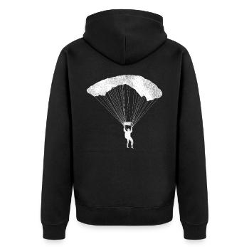Paragliding - Unisex Premium Bio Zip Hoodie - Schwarz - Hinten - Nico (187cm)
