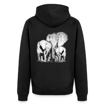 Elefant Familie Liebe - Unisex Premium Bio Zip Hoodie - Schwarz - Hinten - Nico (187cm)