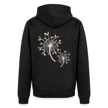 Chicken pusteblume farmer - Unisex Premium Organic Zip Hoodie - black - Back - Nico (187cm)