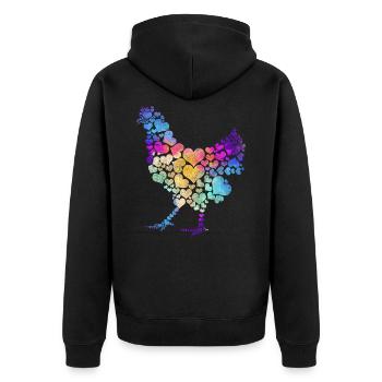 Chicken Love Gift - Unisex Premium Organic Zip Hoodie - black - Back - Nico (187cm)