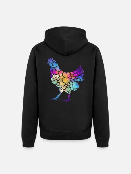 Chicken Love Gift - Unisex Premium Organic Zip Hoodie - black