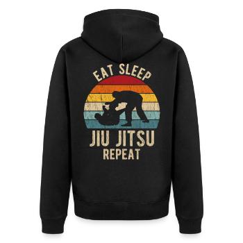 Brazilian Jiu Jitsu Cadeau BJJ Rétro Vintage - Veste à capuche bio Premium Unisexe - noir - Dos - Nico (187cm)