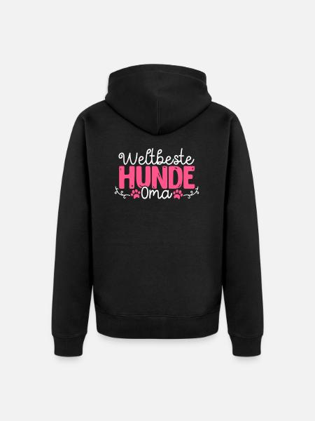 Weltbeste HUNDE Oma - Unisex Premium Bio Zip Hoodie - Schwarz
