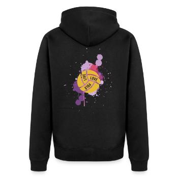 Wasserball - Unisex Premium Bio Zip Hoodie - Schwarz - Hinten - Nico (187cm)