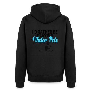 water polo - Unisex Premium Organic Zip Hoodie - black - Back - Nico (187cm)