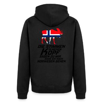 Norwegen - Unisex Premium Bio Zip Hoodie - Schwarz - Hinten - Nico (187cm)