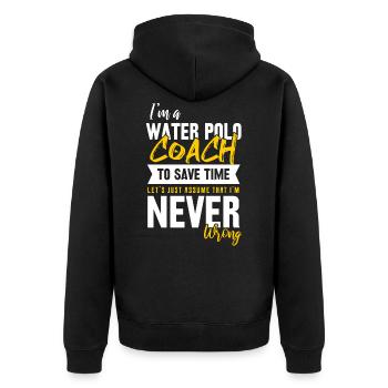 Wasserball - Unisex Premium Bio Zip Hoodie - Schwarz - Hinten - Nico (187cm)