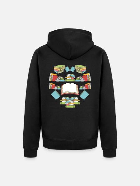 book - Unisex Premium Organic Zip Hoodie - black