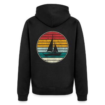 Retro Segelboot - Unisex Premium Bio Zip Hoodie - Schwarz - Hinten - Nico (187cm)