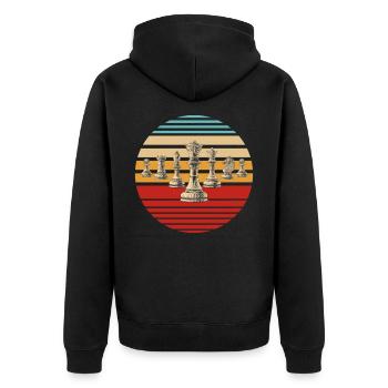 Retro Schach Schachfigur - Unisex Premium Bio Zip Hoodie - Schwarz - Hinten - Nico (187cm)