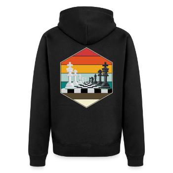 Schachmatt - Unisex Premium Bio Zip Hoodie - Schwarz - Hinten - Nico (187cm)