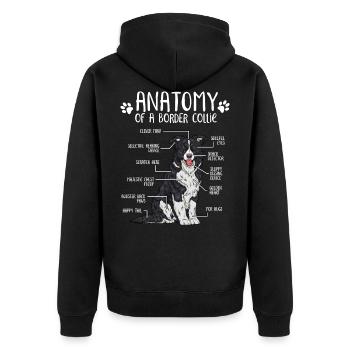 Anatomie Border Collie Hundehalter Geschenk - Unisex Premium Bio Zip Hoodie - Schwarz - Hinten - Nico (187cm)