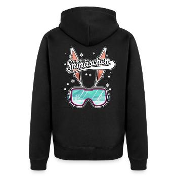 Skihäschen Skihaserl Apres Ski Skifahrer Schnee - Unisex Premium Bio Zip Hoodie - Schwarz - Hinten - Nico (187cm)