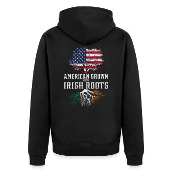 Irland Amerika Land - Unisex Premium Bio Zip Hoodie - Schwarz - Hinten - Nico (187cm)