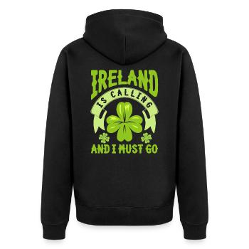 Irland - Unisex Premium Bio Zip Hoodie - Schwarz - Hinten - Nico (187cm)