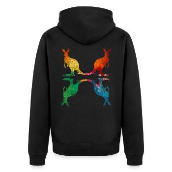 Kangaroo Australia - Unisex Premium Organic Zip Hoodie - black - Back - Nico (187cm)