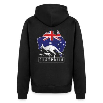 Australia kangaroo - Unisex Premium Organic Zip Hoodie - black - Back - Nico (187cm)