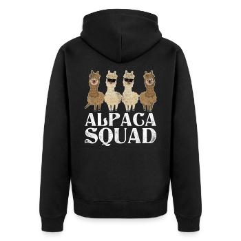 Alpaca Animal - Unisex Premium Organic Zip Hoodie - black - Back - Nico (187cm)