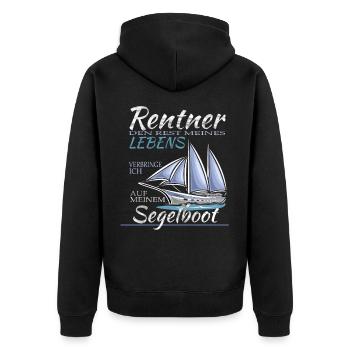 Leben auf Segelbot als Rentner - Unisex Premium Bio Zip Hoodie - Schwarz - Hinten - Nico (187cm)